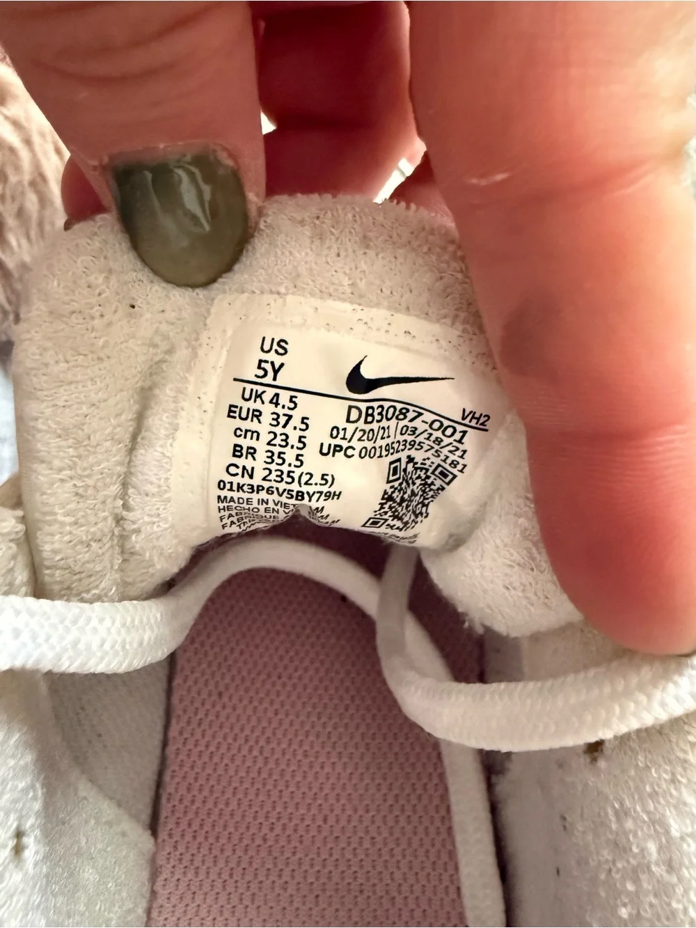 Nike Air White Sneakers with Pink Logo Accents